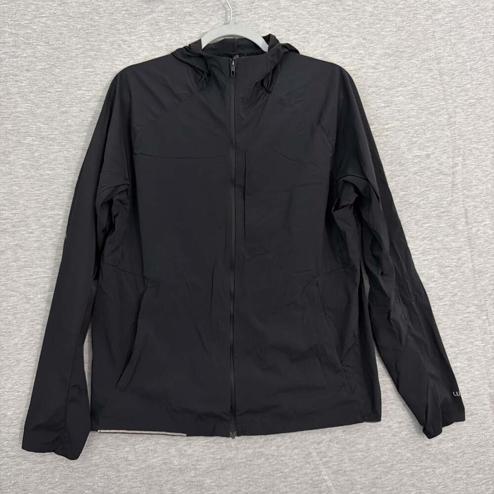 Lululemon Mens Large Black Fast and Free Running Jacket Hooded Windbreaker